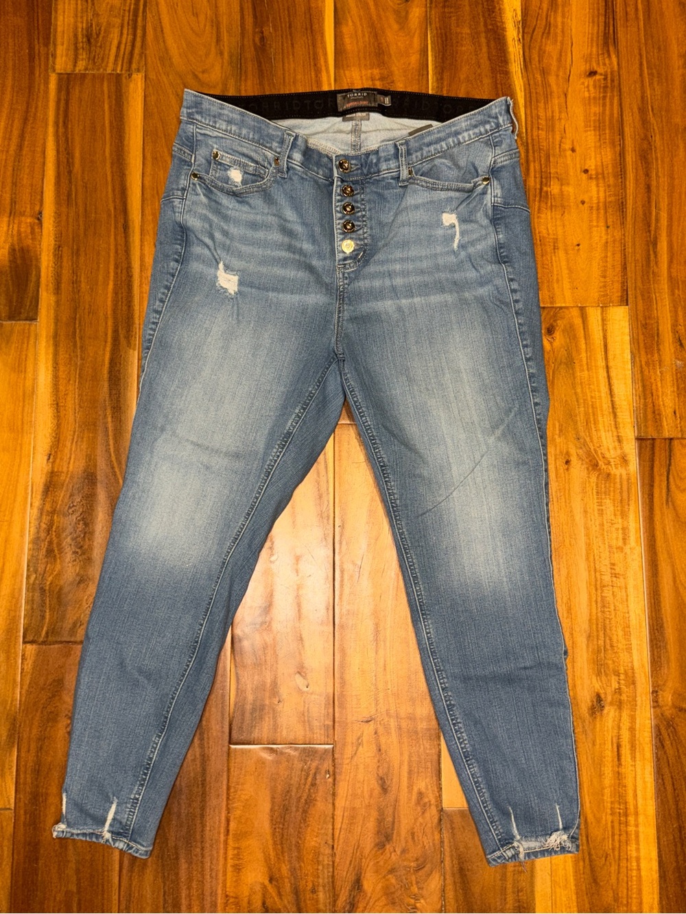 Torrid Light Blue Distressed Ankle Jeans